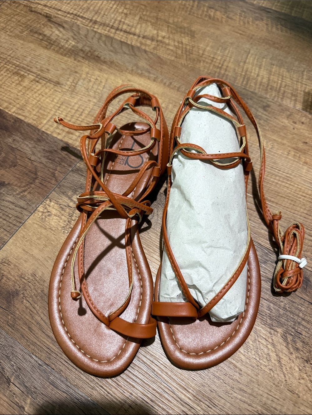 Women's Tan Lace-Up Gladiator Sandals